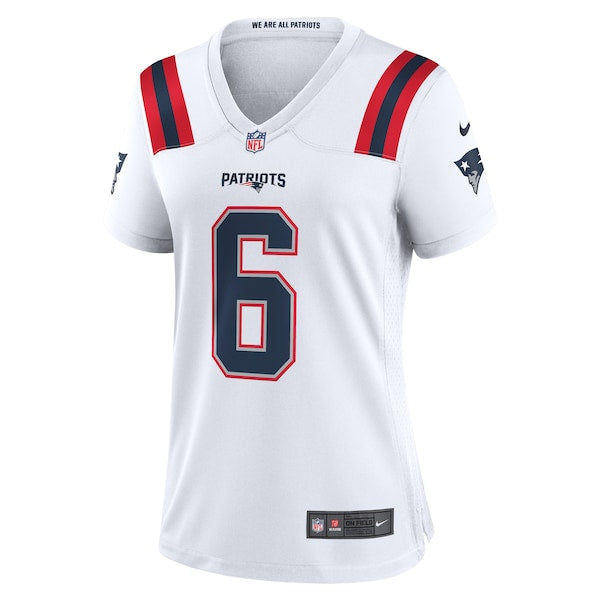 Christian Gonzalez New England Patriots Nike Women's Game Jersey - White/Navy/Red - Image 3