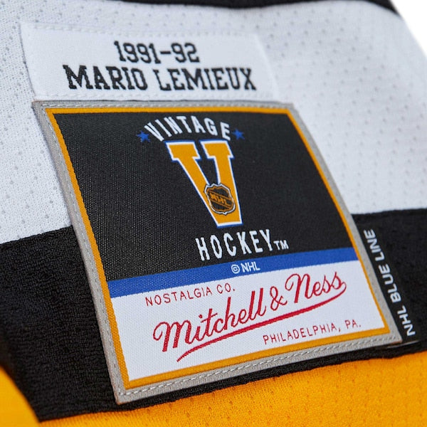 Mario Lemieux Pittsburgh Penguins Big & Tall 1991 Captain Patch Blue Line Player Jersey - Black - Image 5