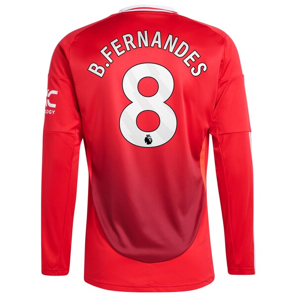 Bruno Fernandes Manchester United 2024/25 Home Long Sleeve Replica Player Jersey - Red - Image 4