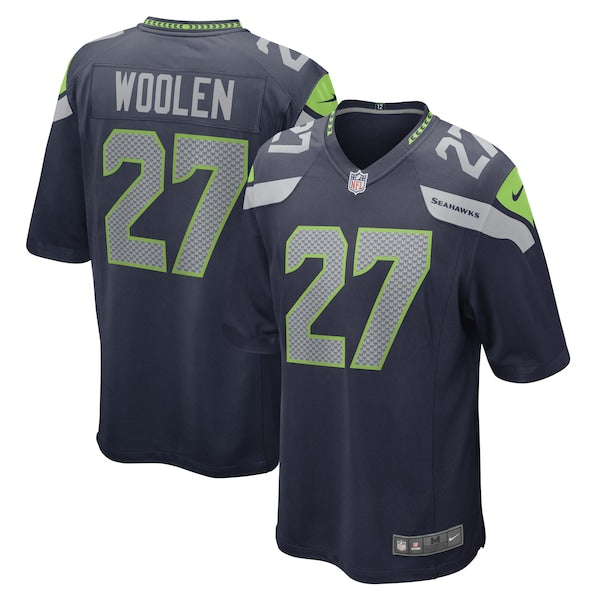 Tariq Woolen Seattle Seahawks Nike Game Player Jersey - College Navy/Neon Green - Image 2