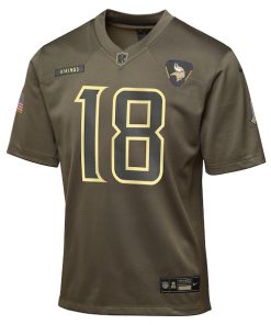 Alternative view of Justin Jefferson Minnesota Vikings Nike Youth 2025 Salute to Service Game Jersey - Olive