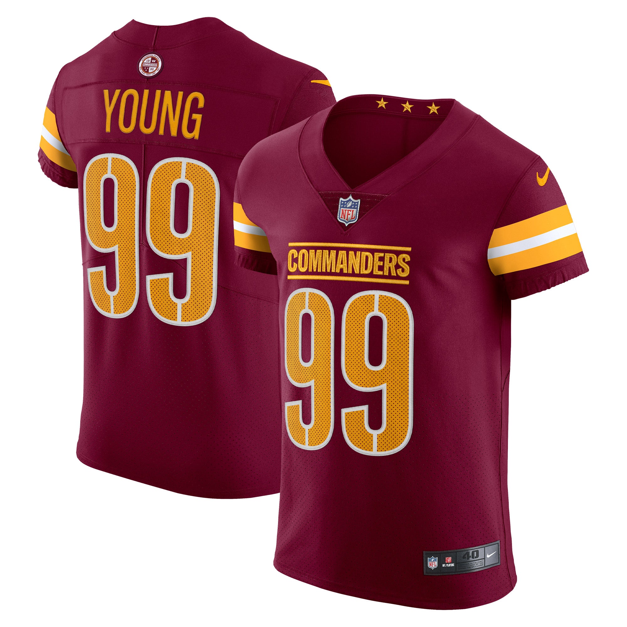 Chase Young Washington Commanders Nike Vapor Elite Jersey - White/Black/Burgundy - Image 6