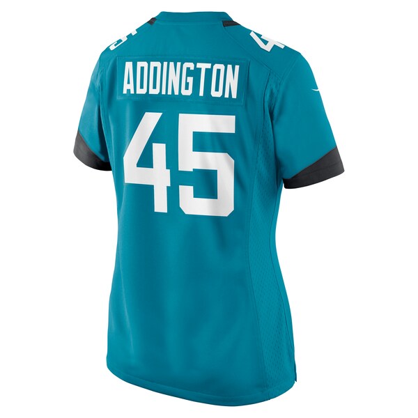 Tucker Addington Jacksonville Jaguars Nike Women's Team Game Jersey - Teal - Image 3