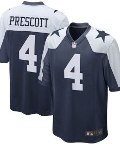 Alternative view of Dak Prescott Dallas Cowboys Nike Alternate Game Team Jersey - Navy/White