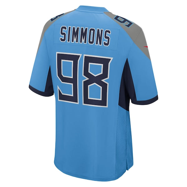 Jeffery Simmons Tennessee Titans Nike Team Game Jersey - Light Blue/Navy - Image 4