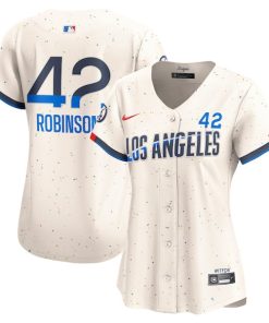 Jackie Robinson Los Angeles Dodgers Nike Women's City Connect Retired Limited Jersey - Cream