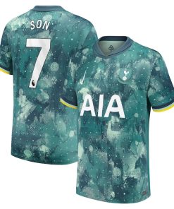 Alternative view of Son Heung-Min Tottenham Hotspur Nike Youth 2024/25 Third Replica Player Jersey - Green/Blue
