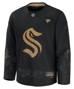 Alternative view of Seattle Kraken  2024 Military Appreciation Practice Jersey - Black