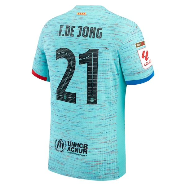 Frenkie de Jong Barcelona Nike 2023/24 Third Authentic Jersey - Aqua/Royal/White - Image 4
