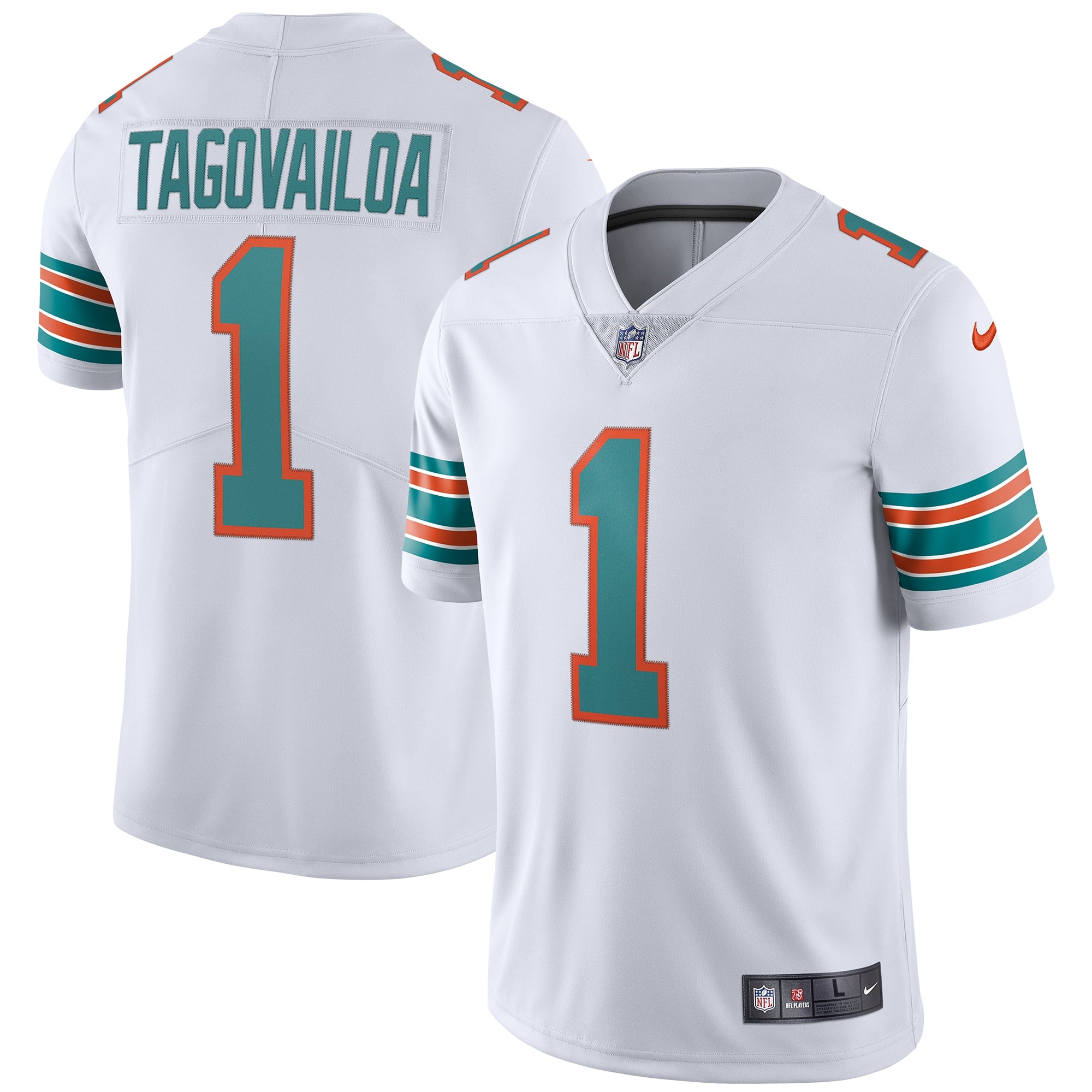 Tua Tagovailoa Miami Dolphins Nike Alternate Vapor Limited Jersey - Aqua/White - Image 6