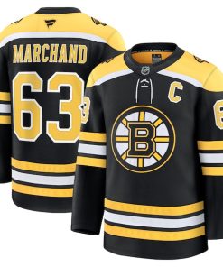 Alternative view of Brad Marchand Boston Bruins  Home Premium Jersey - Black/White