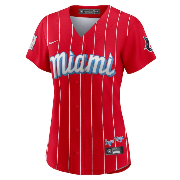 Miami Marlins Nike Women's City Connect Replica Jersey - Red - Image 2