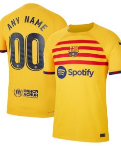 Barcelona Nike 2022/23 Fourth Vapor Match Custom Authentic Jersey - Yellow
