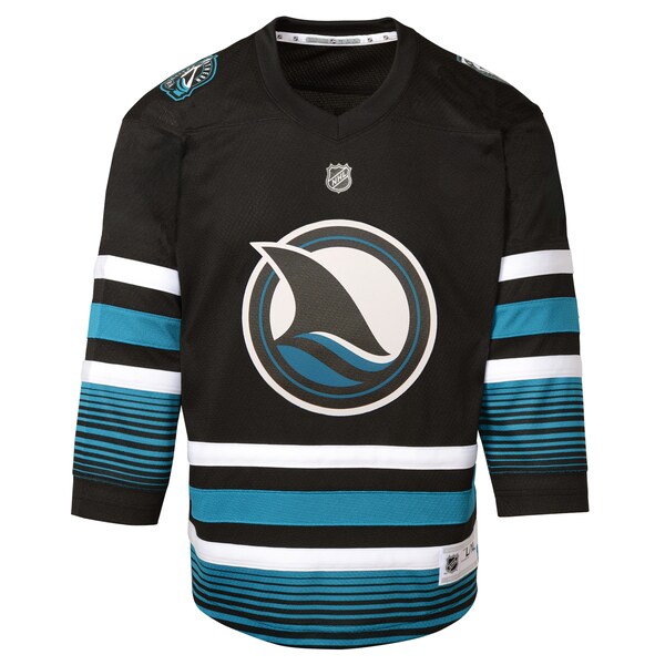 San Jose Sharks Youth Alternate Replica Jersey - Black - Image 2