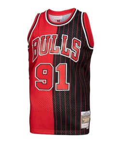 Alternative view of Dennis Rodman Chicago Bulls Big & Tall Hardwood Classics 1995/96 Split Swingman Jersey - Red/Black