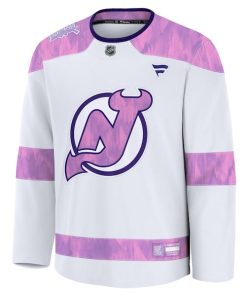 Alternative view of New Jersey Devils  2024 Hockey Fights Cancer Practice Jersey - White