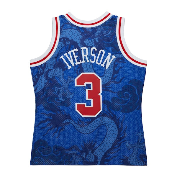 Allen Iverson Philadelphia 76ers 1996/97 Hardwood Classics Asian Heritage 6.0 Swingman Throwback Player Jersey - Royal - Image 3