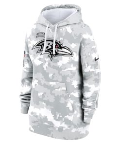 Alternative view of Baltimore Ravens Nike Women's 2024 Salute To Service Club Fleece Pullover Hoodie - Arctic Camo