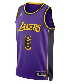 Alternative view of LeBron James Los Angeles Lakers Jordan Brand Unisex Swingman Jersey - Statement Edition - Purple