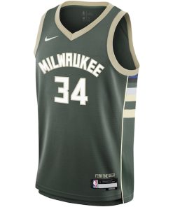 Alternative view of Giannis Antetokounmpo Milwaukee Bucks Nike Youth Swingman Jersey - Icon Edition - Hunter Green