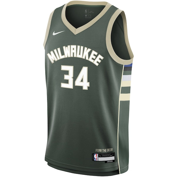 Giannis Antetokounmpo Milwaukee Bucks Nike Youth Swingman Jersey - Icon Edition - Hunter Green - Image 2