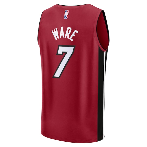 Kel'el Ware Miami Heat Youth Fast Break Player Jersey - Statement Edition - Red - Image 3