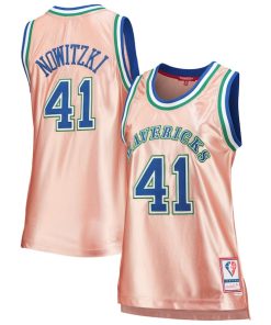 Dirk Nowitzki Dallas Mavericks Women's 75th Anniversary Rose Gold 1998 Swingman Jersey - Pink