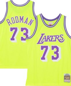 Dennis Rodman Los Angeles Lakers  Hardwood Classics 1998/99 Tropical Swingman Jersey - Neon Yellow