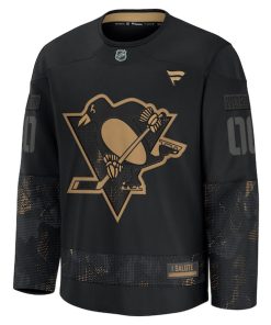 Alternative view of Pittsburgh Penguins  2024 Military Appreciation Personalized Long Sleeve Practice Jersey - Black
