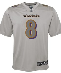 Alternative view of Lamar Jackson Baltimore Ravens Nike Youth Atmosphere Fashion Game Jersey - Gray