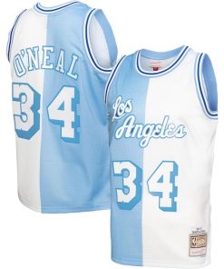 Shaquille O'Neal Los Angeles Lakers Hardwood Classics 1996/97 Split Swingman Jersey - Powder Blue/White