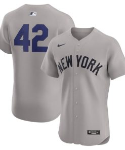 New York Yankees Nike Road 2024 Jackie Robinson Day Elite Jersey - Gray