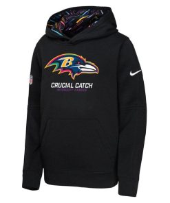 Alternative view of Baltimore Ravens Nike Youth 2024 NFL Crucial Catch Pullover Hoodie - Black