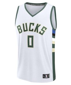 Alternative view of Damian Lillard Milwaukee Bucks  Fast Break Replica Player Jersey - Association Edition - White