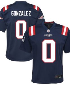 Christian Gonzalez New England Patriots Nike Youth Game Jersey - Navy/Red