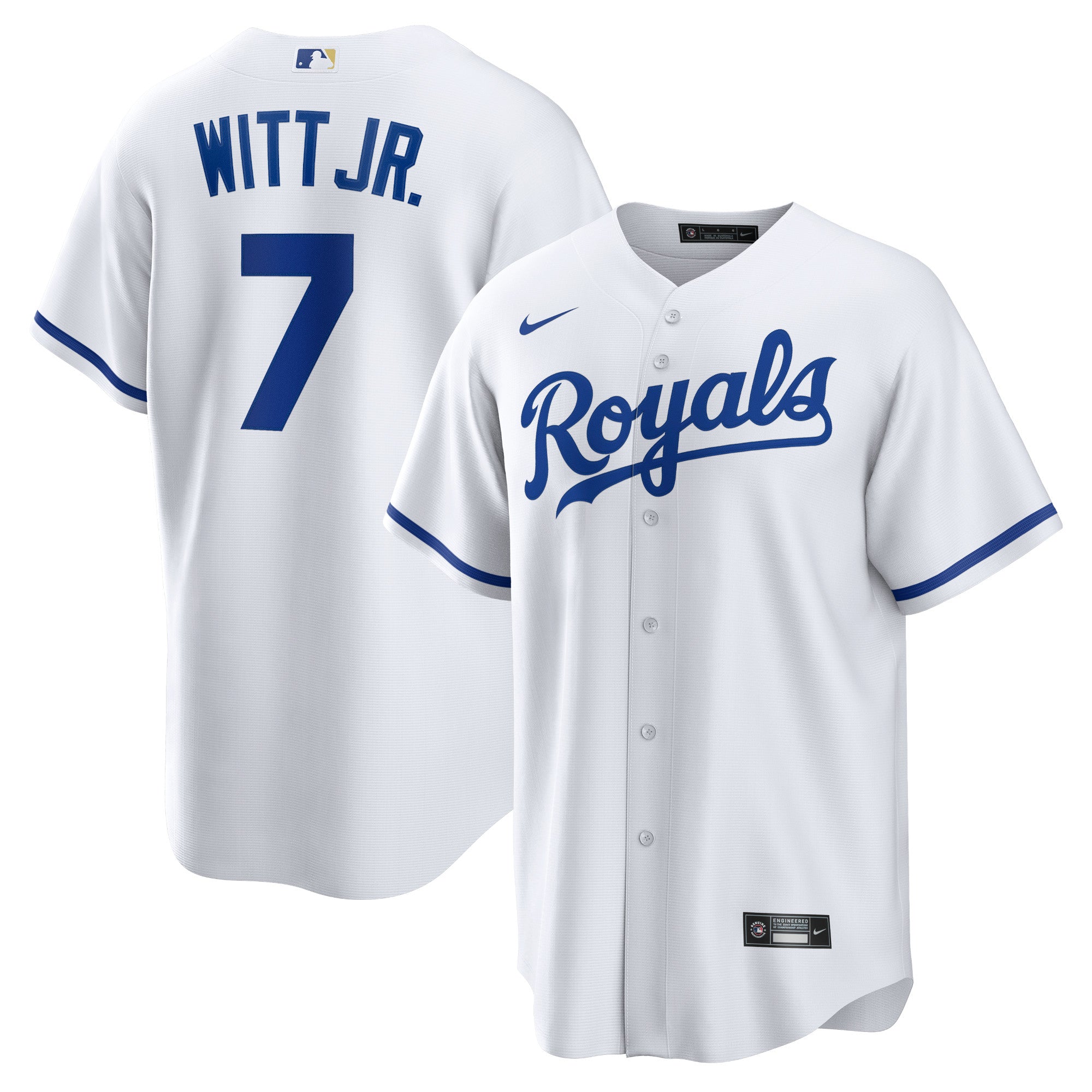 Bobby Witt Jr. Kansas City Royals Nike Road Replica Jersey - Gray/Rush Blue/White - Image 8