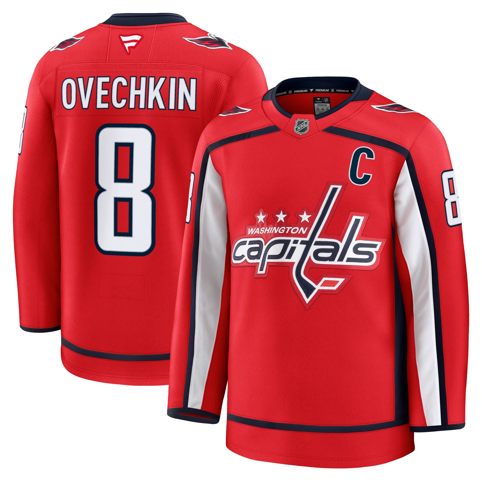 Alexander Ovechkin Washington Capitals Away Premium Jersey - White/Black/Red - Image 9