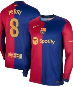 Pedri Barcelona Nike 2024/25 Home Long Sleeve Replica Player Jersey - Royal