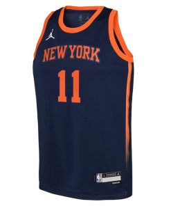 Alternative view of Jalen Brunson New York Knicks Jordan Brand Youth Swingman Jersey - Statement Edition - Navy