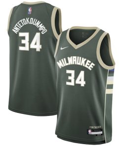 Giannis Antetokounmpo Milwaukee Bucks Nike Youth Swingman Jersey - Icon Edition - Hunter Green