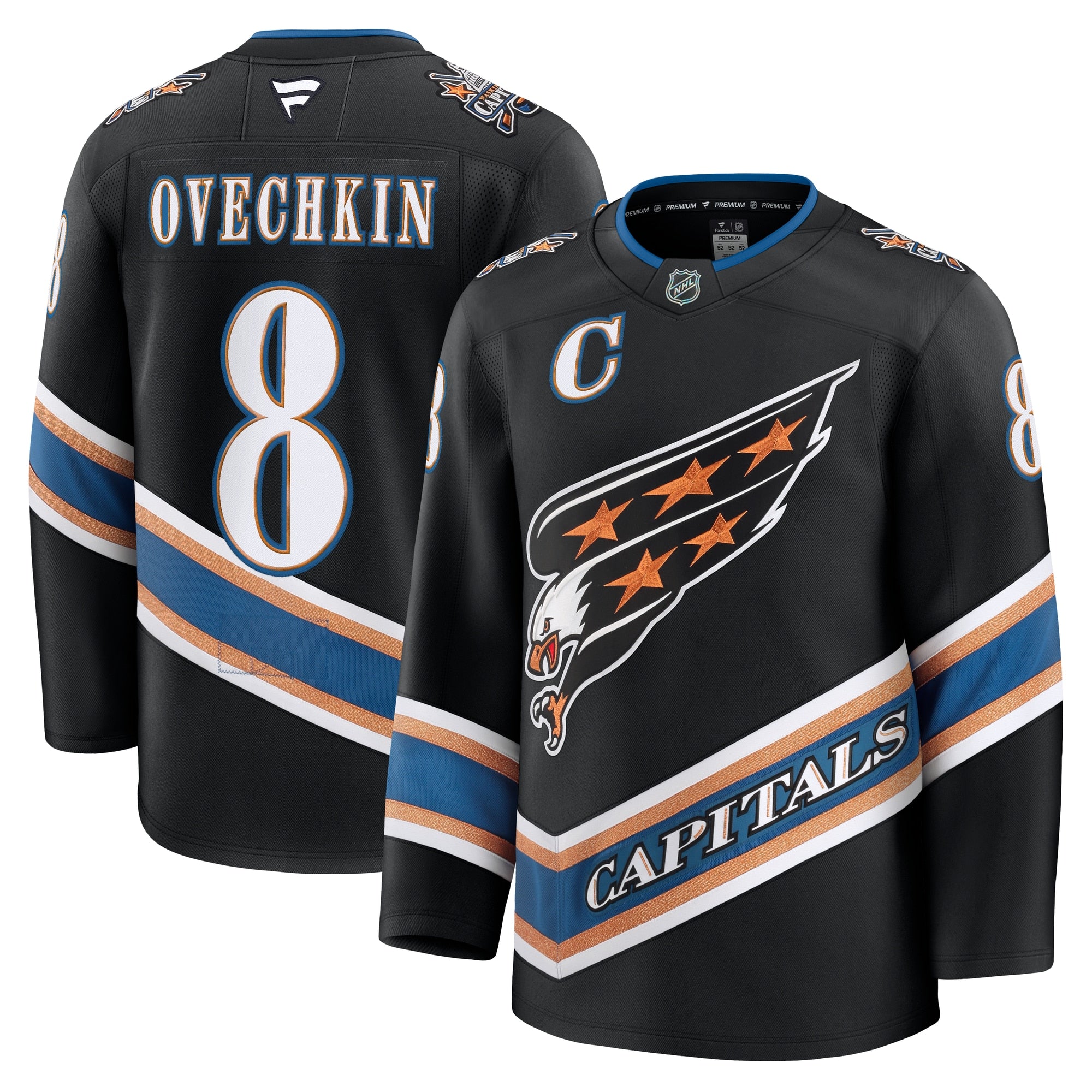Alexander Ovechkin Washington Capitals Away Premium Jersey - White/Black/Red - Image 10
