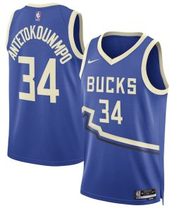 Giannis Antetokounmpo Milwaukee Bucks Nike Unisex 2024/25 Swingman Player Jersey - City Edition - Royal