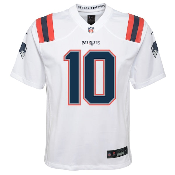 Drake Maye New England Patriots Nike Youth White Game Jersey - White/Red - Image 3