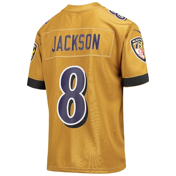 Lamar Jackson Baltimore Ravens Nike Youth Inverted Game Jersey - Gold - Image 3