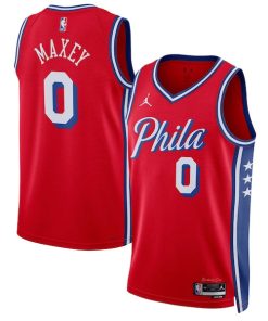 Tyrese Maxey Philadelphia 76ers Jordan Brand Unisex Swingman Jersey - Statement Edition - Red