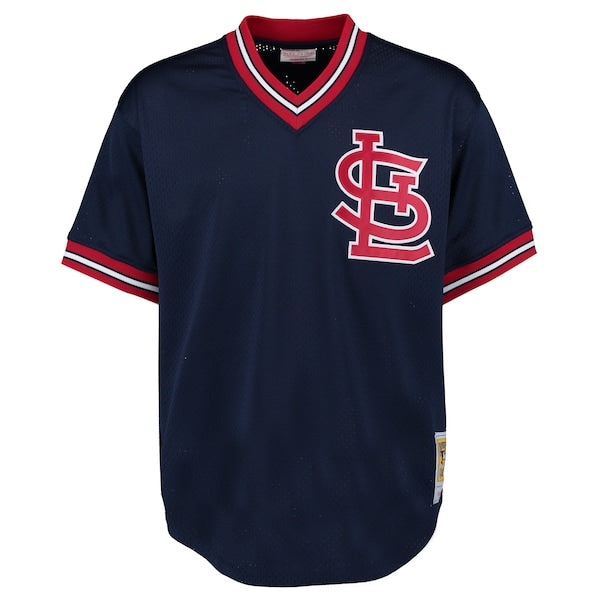Ozzie Smith St. Louis Cardinals 1994 Authentic Cooperstown Collection Mesh Batting Practice Jersey - Navy/Scarlet - Image 4