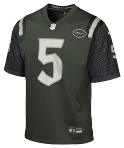 Alternative view of Garrett Wilson New York Jets Nike Youth 2025 Rivalries Collection Game Jersey - Gotham Green
