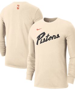 Men's Detroit Pistons Nike Tan 2024/25 City Edition Essential Logo Long Sleeve T-Shirt