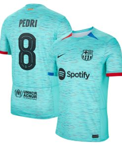 Alternative view of Pedri Barcelona Nike 2023/24 Home Replica Jersey - Royal/Aqua/White