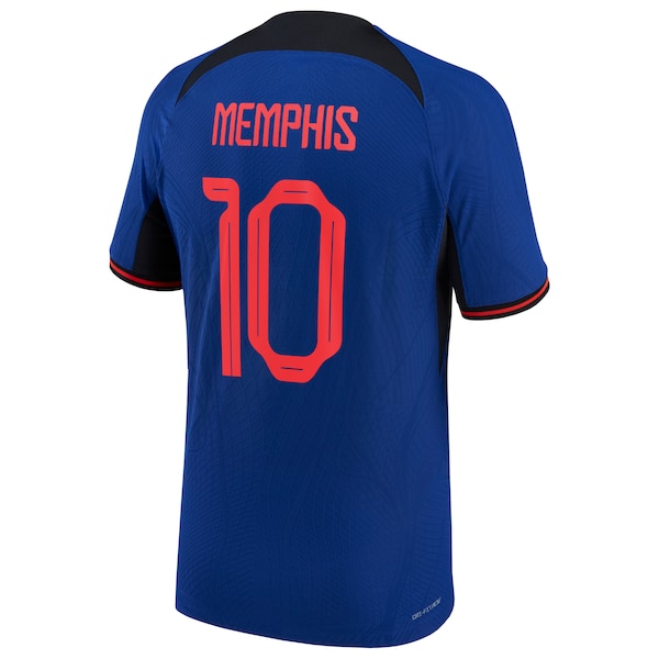 Memphis Depay Netherlands National Team Nike 2022/23 Away Vapor Match Authentic Player Jersey - Blue - Image 3